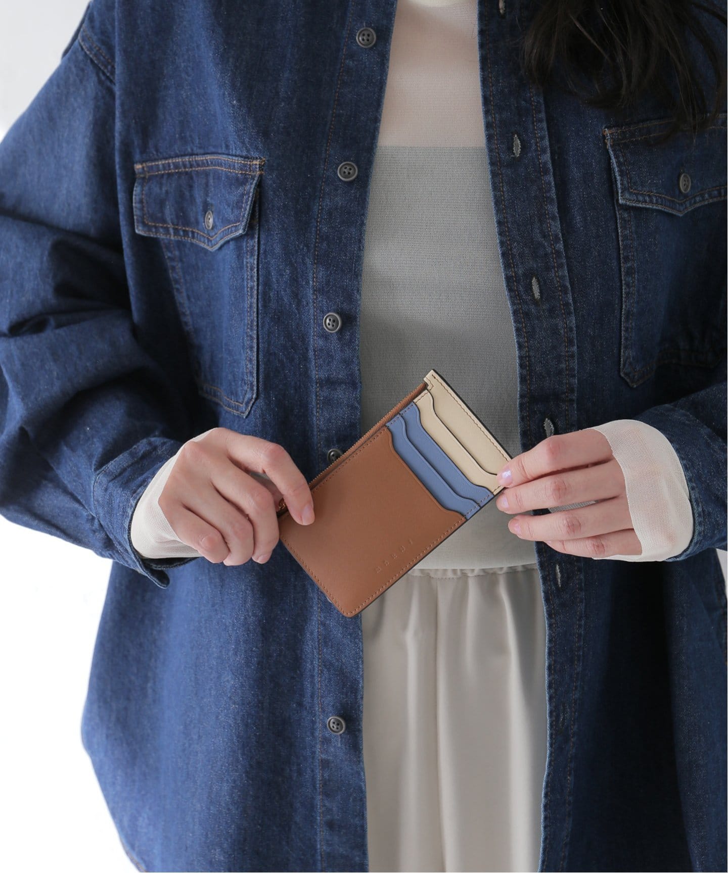 MARNI 名刺入れ ホワイト/ネイビー MARNI/マルニ】ZIPPED CARD CASE(カードケース)|JOURNAL