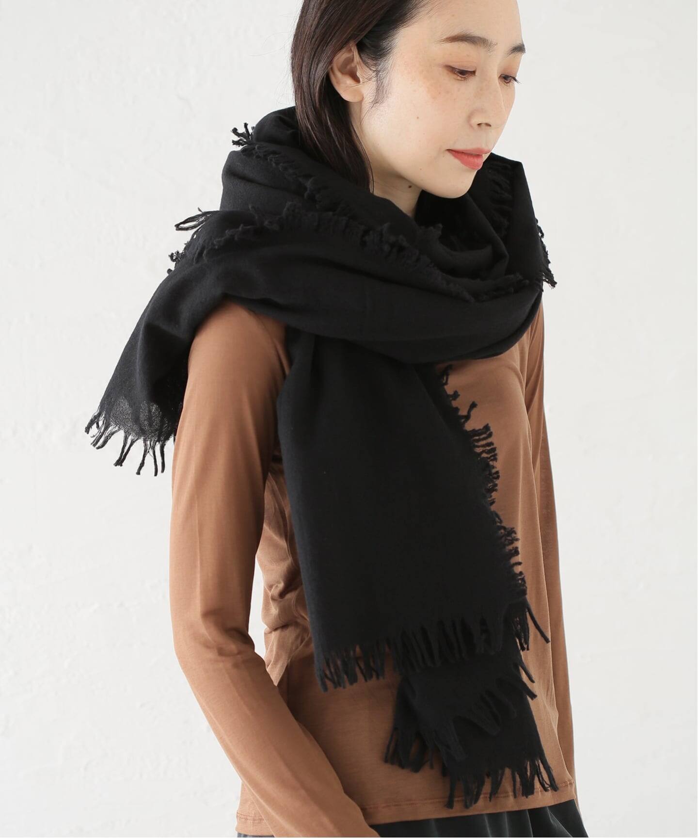 ASAUCE MELER】ファインラムエアリーソリッドウールストール / AM25F