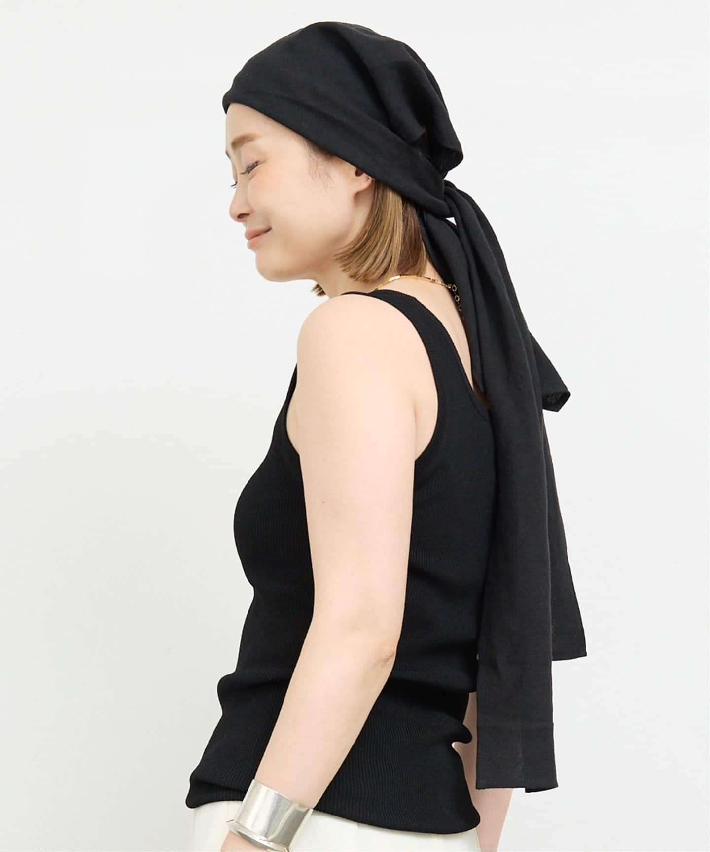 ドゥーズィエムクラス　黒 ケーブルスカーフ　美品 LA COLLECTION/ラ コレクション】ROSHAN SCARF（スカーフ