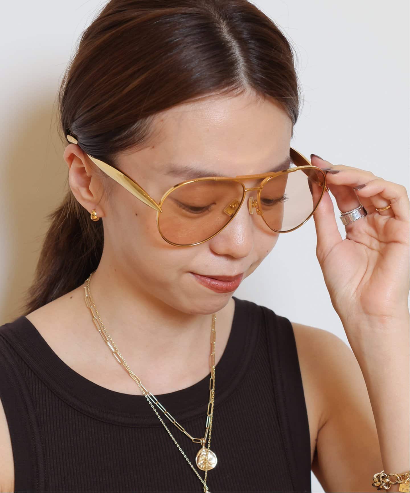 BOTTEGA VENETA/ボッテガ・ヴェネタ/アビエーター サングラス ブラック/イエロードロップ パイロット サングラス| Bottega