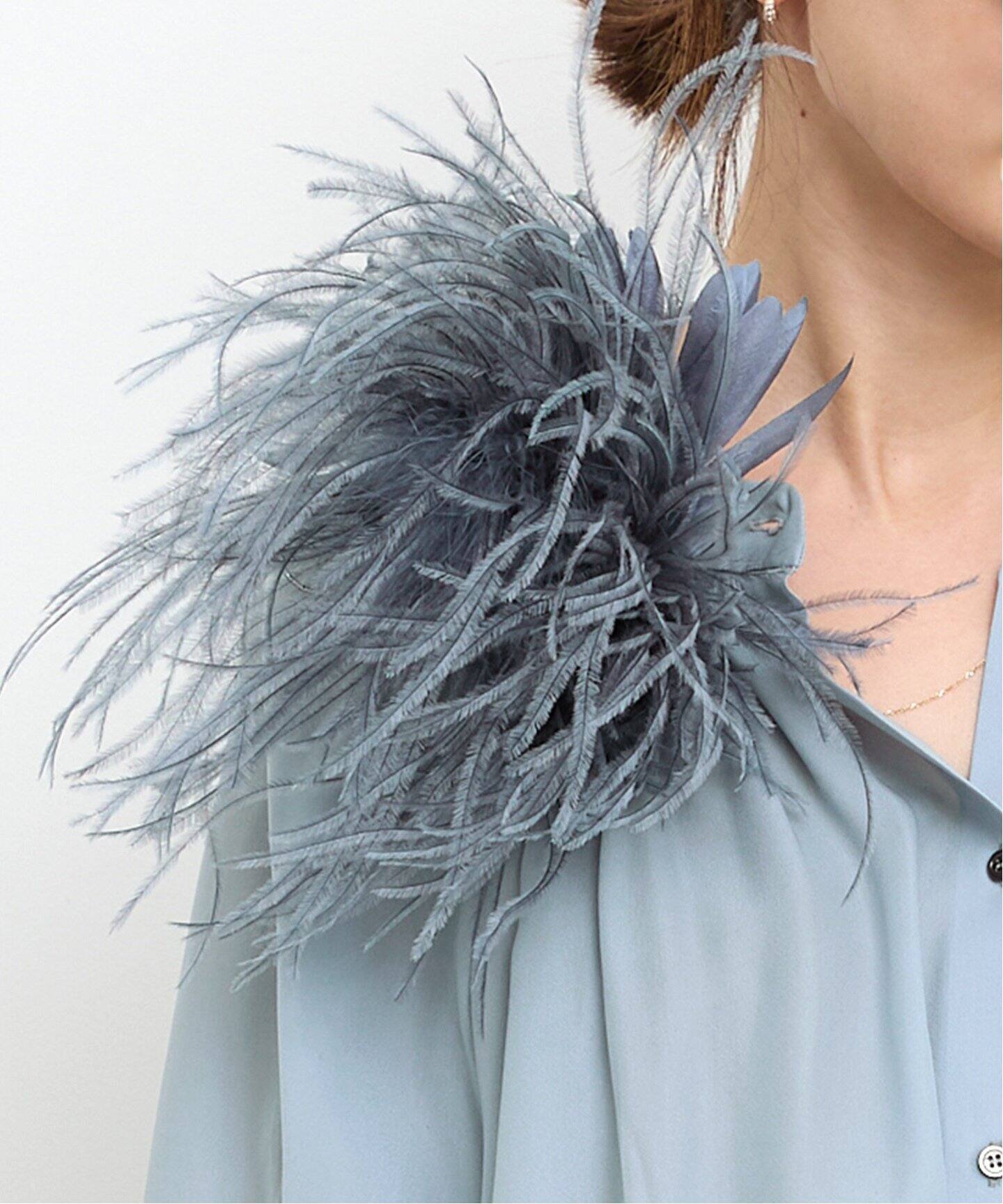 INDRESS/インドレス】 Ostrich Feather Brooch（コサージュ）｜L 