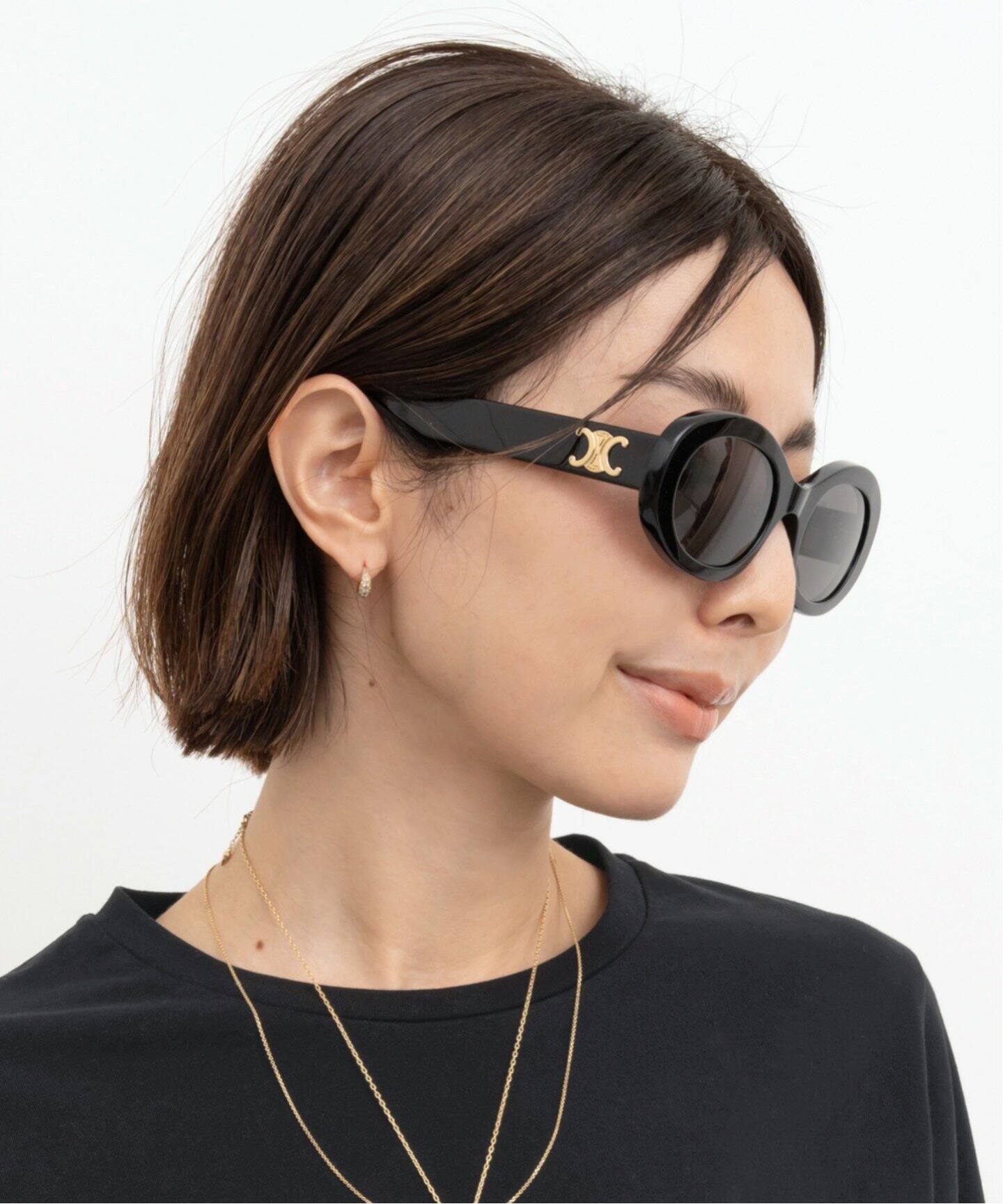 CELINE/セリーヌ】 ROUND BLACK SUNGLASS（サングラス）｜L 