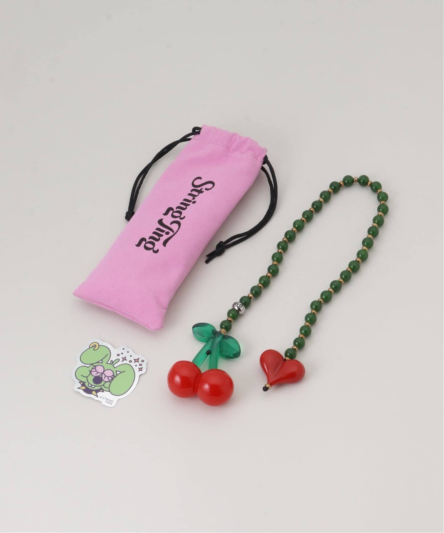 String Ting / ストリング ティング Cherry Drop Jade Bag Charm（キー