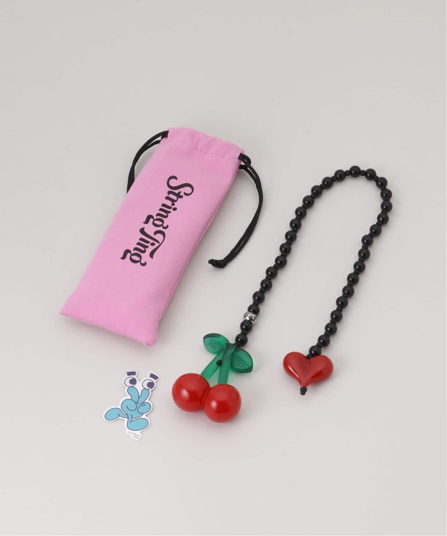 String Ting / ストリング ティング Cherry Drop Obsidian Charm