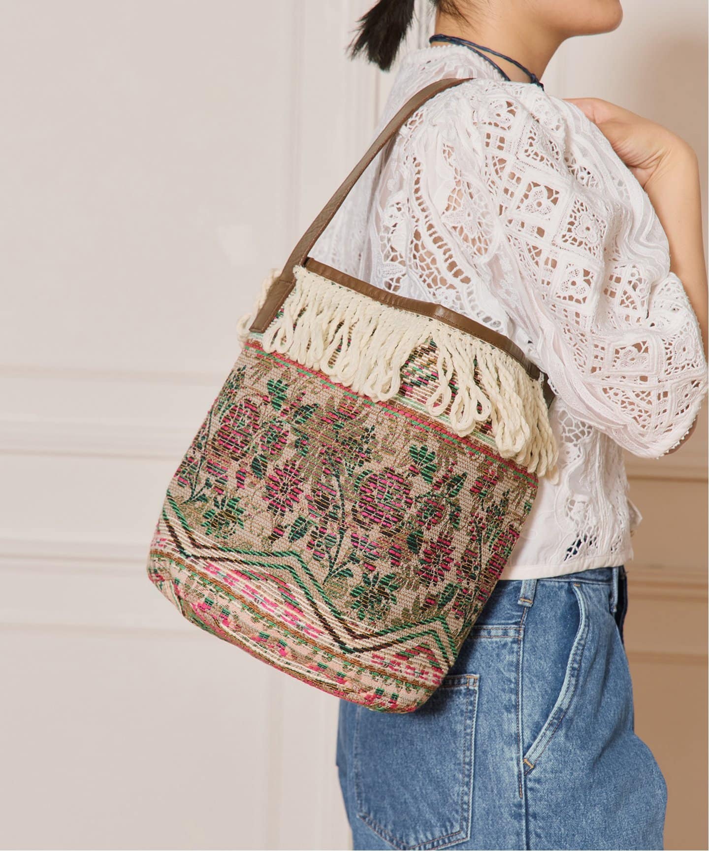 IENA LA BOUCLE SPRINTEXジャカードドラムバッグ（トートバッグ