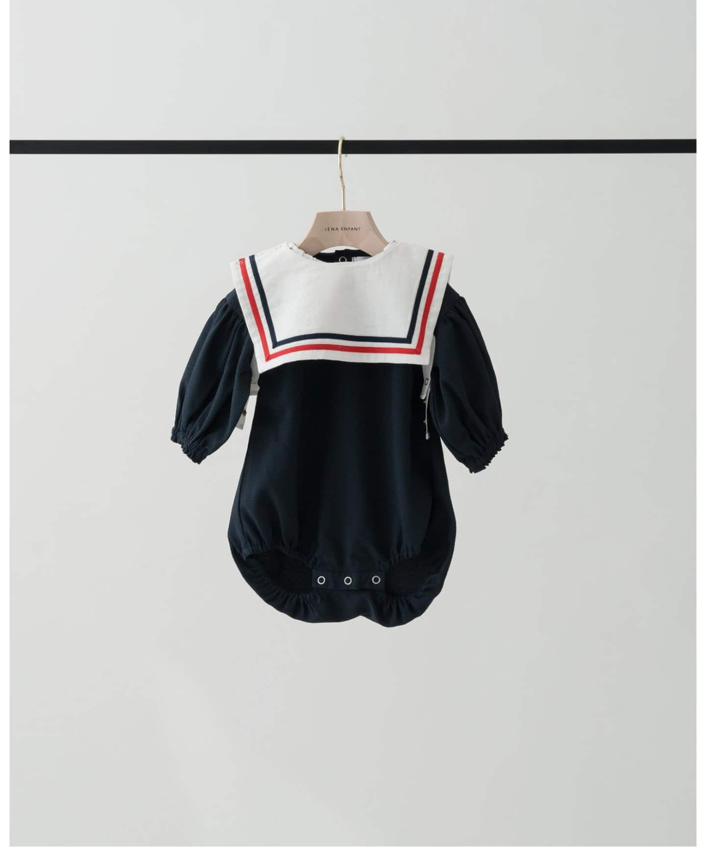 IENA ENFANT 黒チェック柄ロンパース  スタイ　セット BASIC】ドットロンパース baby(60cm-70cm)（ベビーウェア