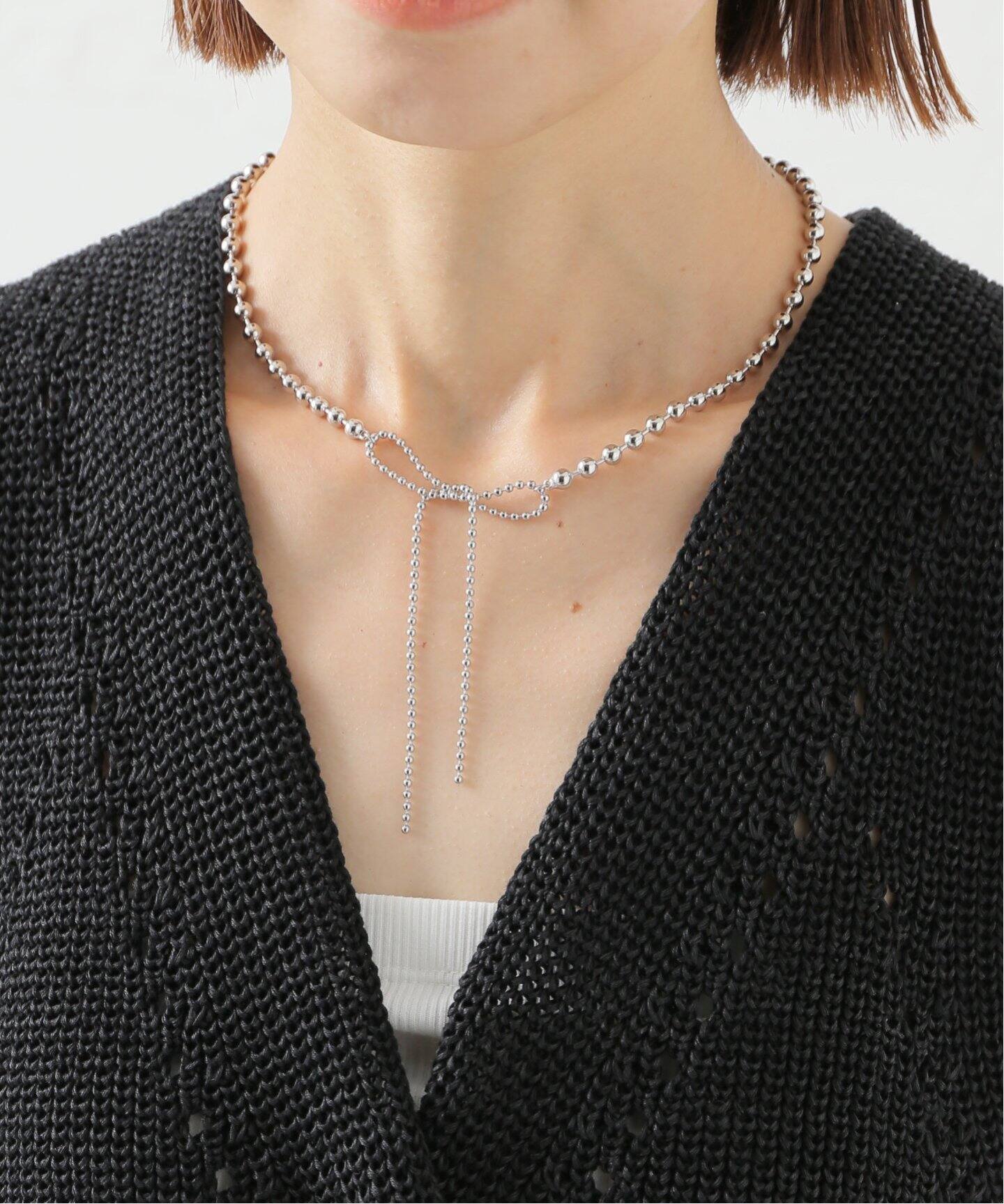 WEB限定》SLOBE citron.ツブツブリボンネックレス（ネックレス 