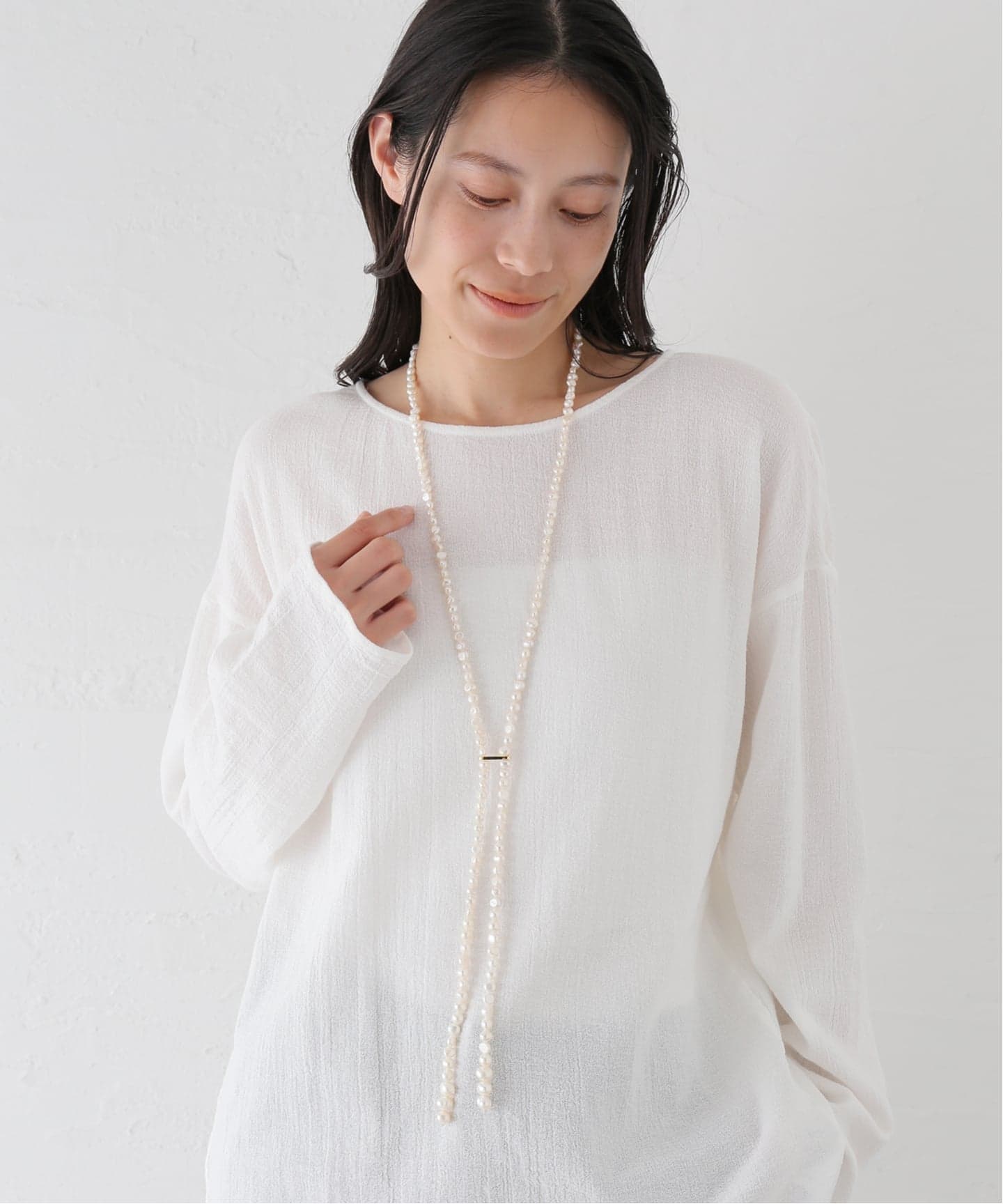 完売商品　Extra Long Necklace【eL+1】パール　ネックレス EO / イオ PEARL 別注LONG NECKLACE（ネックレス）｜Spick and