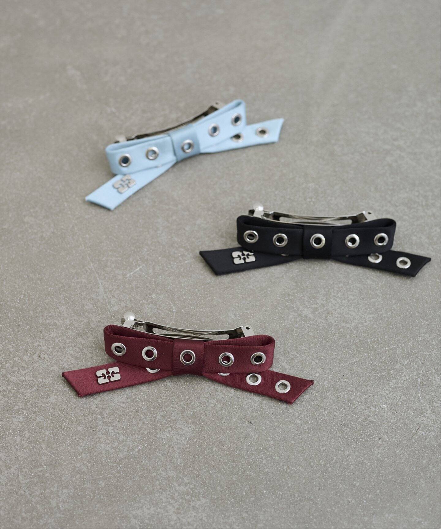 GANNI/ ガニー Eyelet Bow Barrette Satin（ヘアアクセサリー