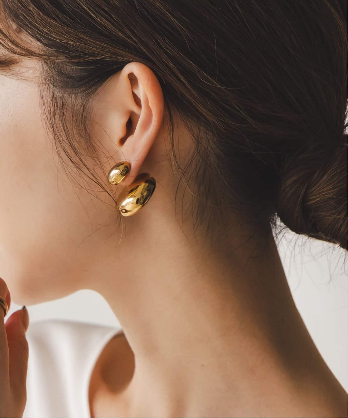 NOBLE in mood/インムード STONE MOON BACK ピアス in mood/インムード STONE MOON BACK pierce(ゴールド)（ピアス（両耳