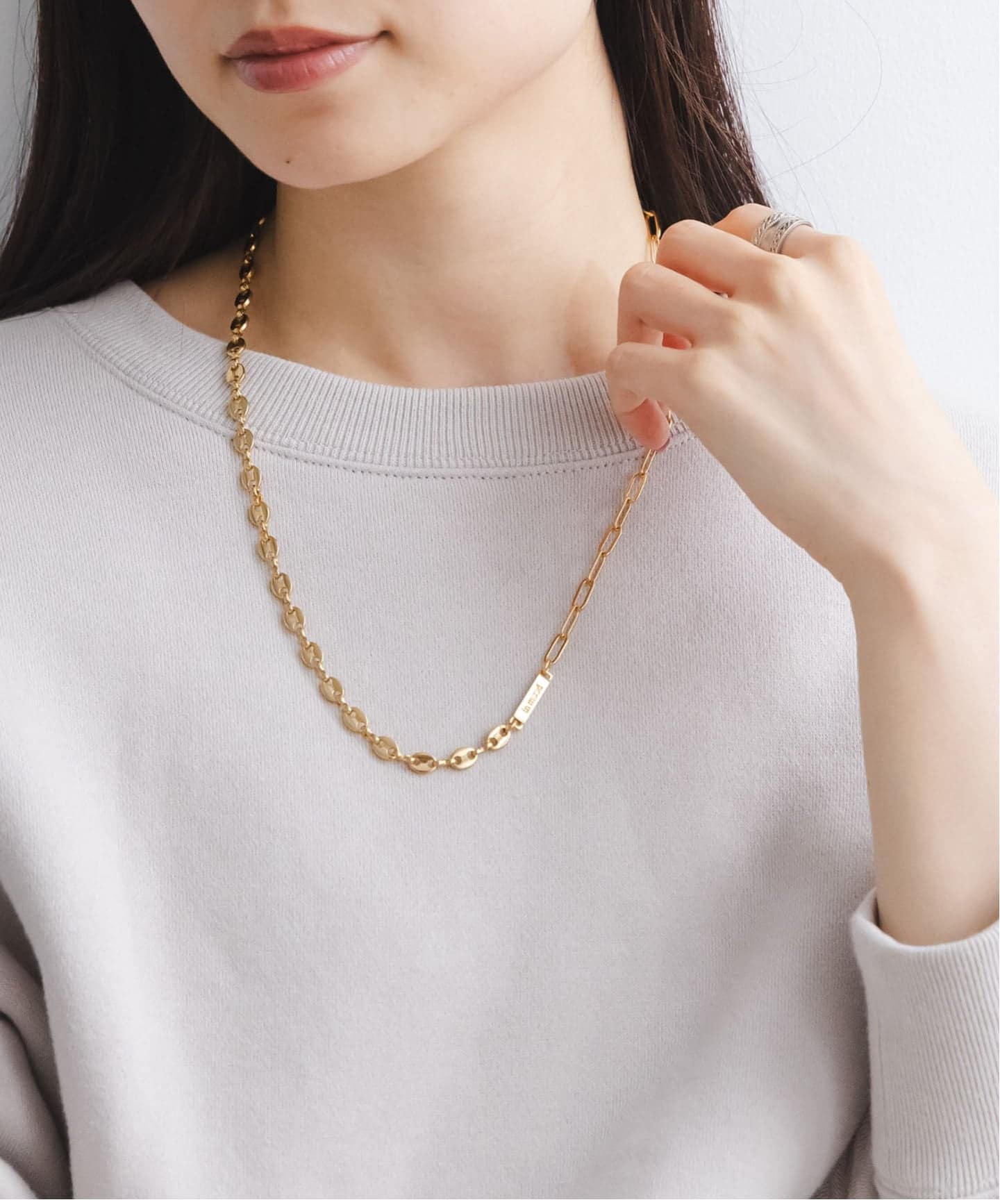 NOBLE別注》in mood/インムード ミドルMIXチェーンネックレス