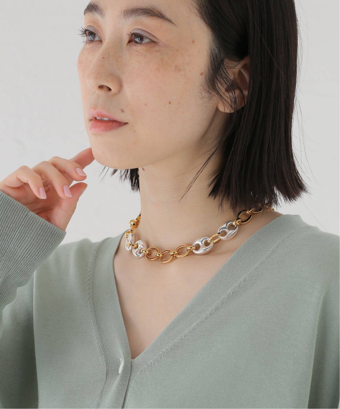 TIMELESS PEARLY】Chain with 4 silver coffee grain NECK
