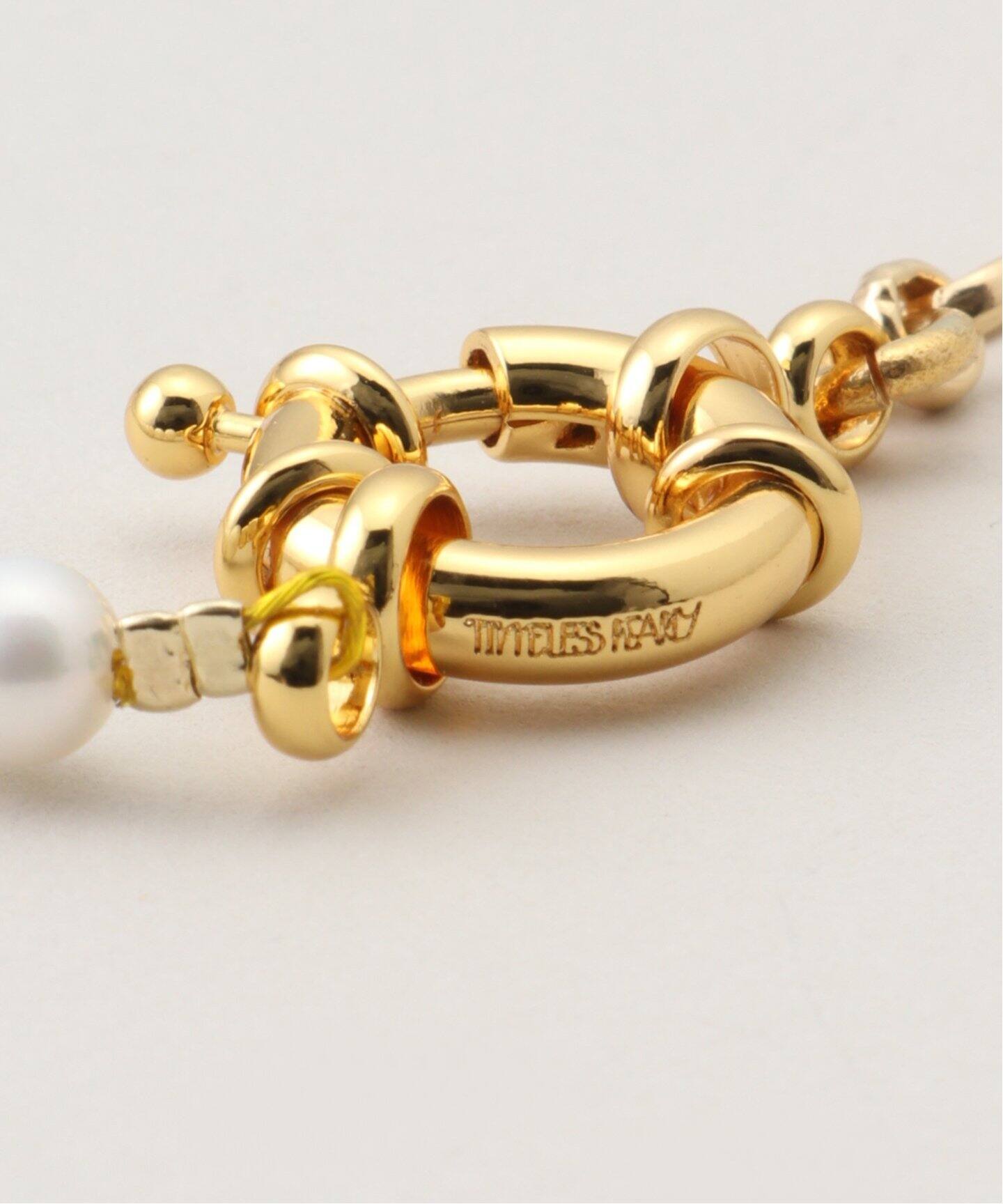 TIMELESS PEARLY】Half pearl/half chain with heart and：ネックレス