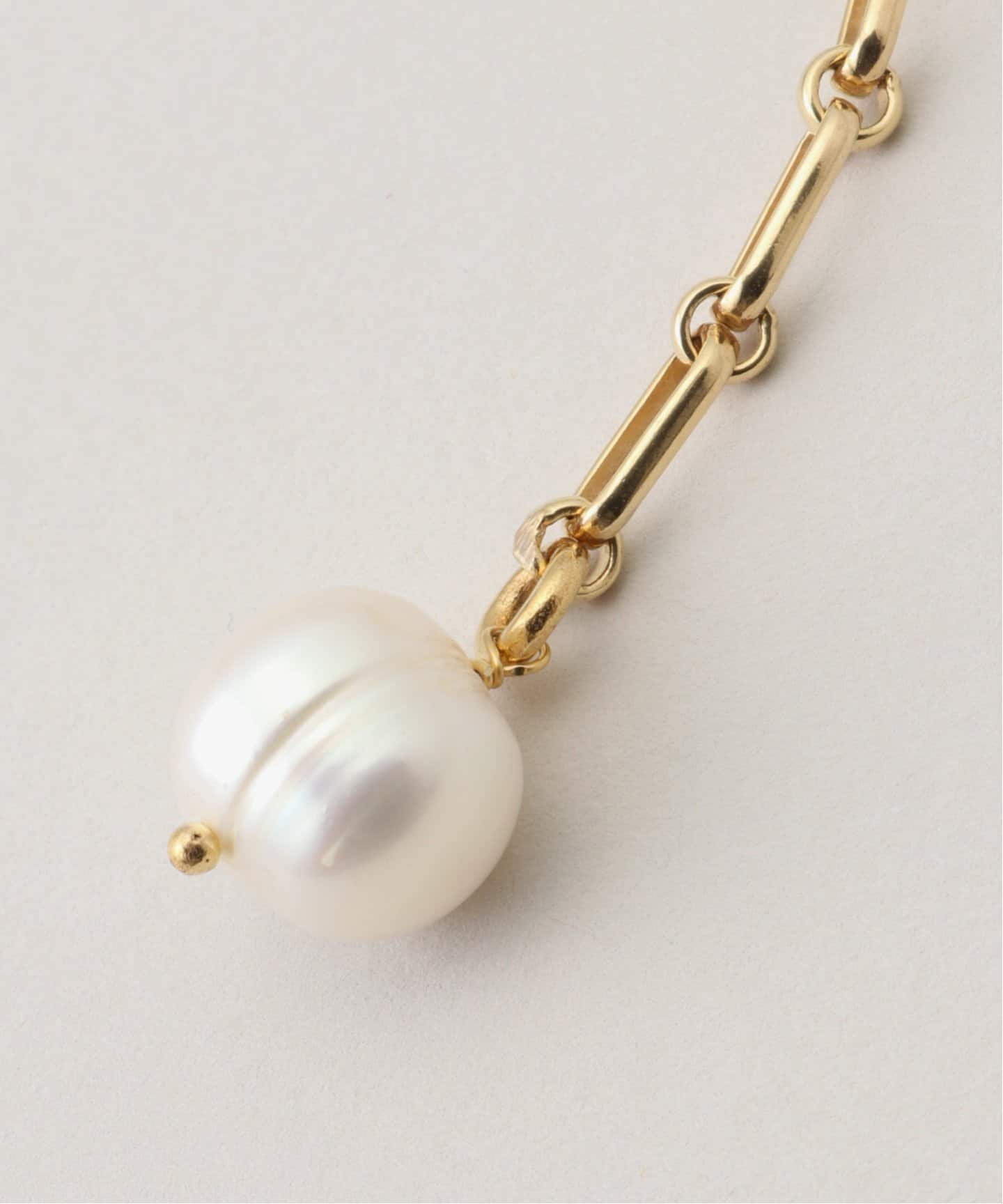 TIMELESS PEARLY】Half pearl/half chain with heart and：ネックレス