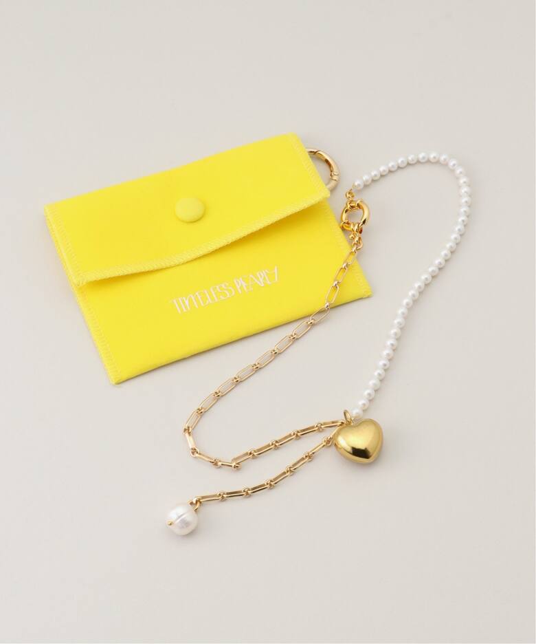 TIMELESS PEARLY】Half pearl/half chain with heart and：ネックレス 