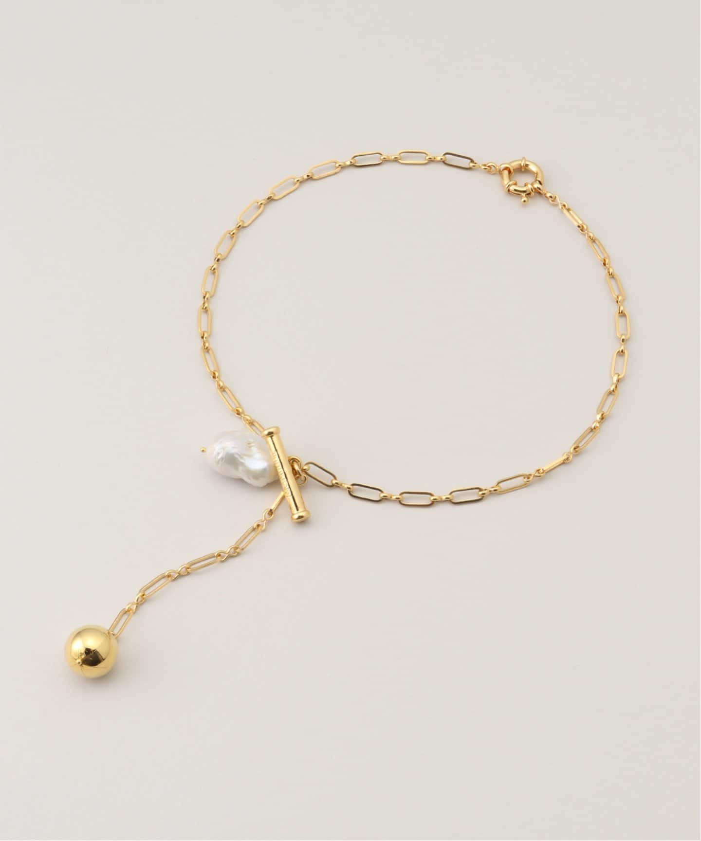 TIMELESS PEARLY】 chain with pearl and gold ball NECKLA