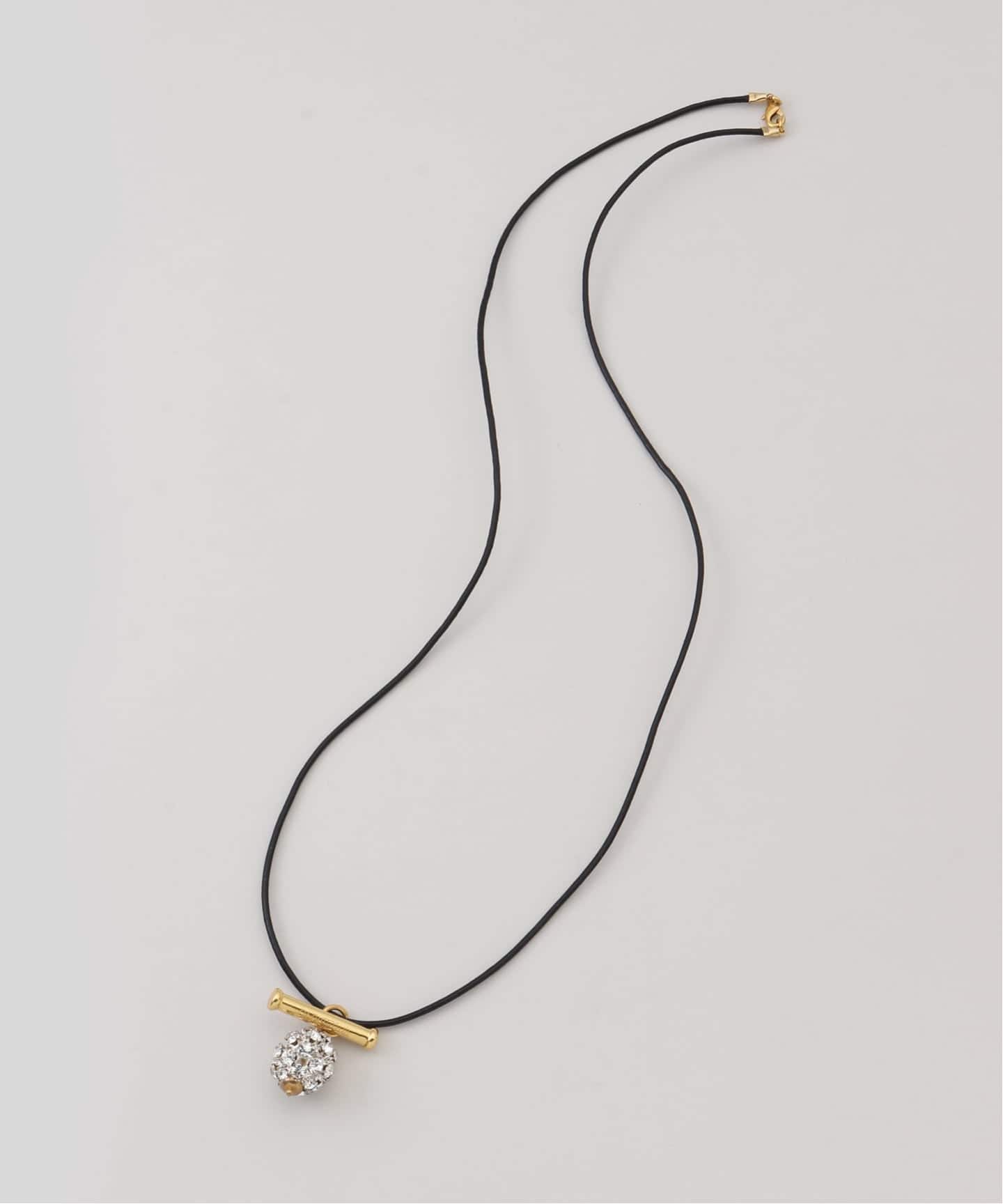 TIMELESS PEARLY】 CORD NOIR AVEC BOULE EN STRASS, BARRE