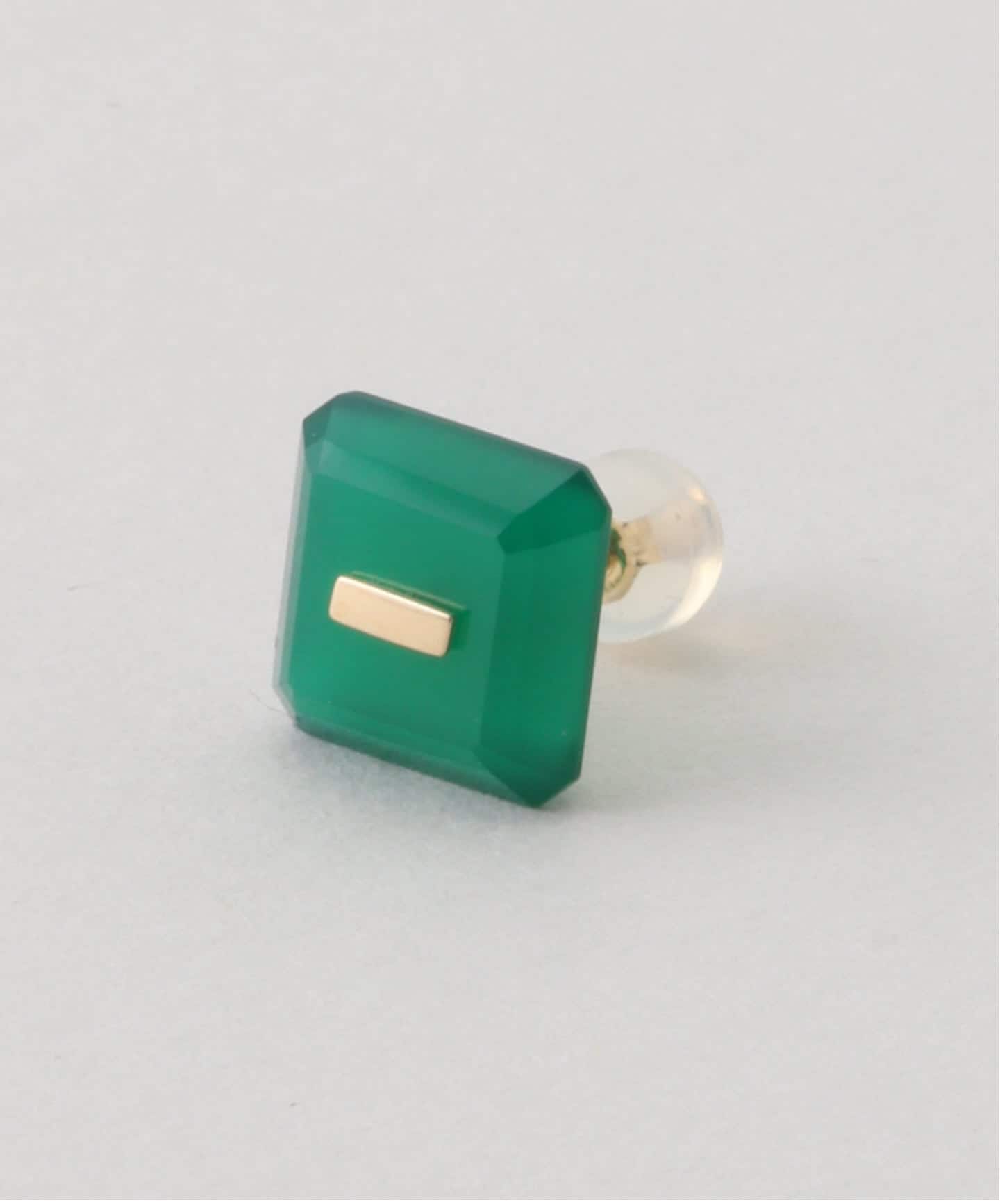 HIROTAKA/ヒロタカ】Bird of P Square Stud Green Aga：ピアス