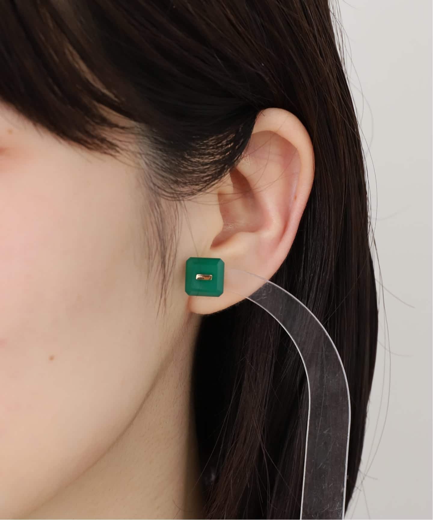 HIROTAKA/ヒロタカ】Bird of P Square Stud Green Aga：ピアス