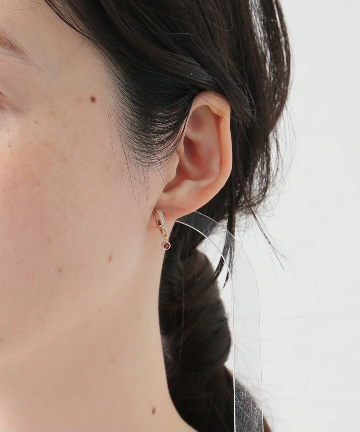 NOUVEL AMOUR/ヌーベルアムール】MINI HOOP AVA PINK：ピアス（片耳用  