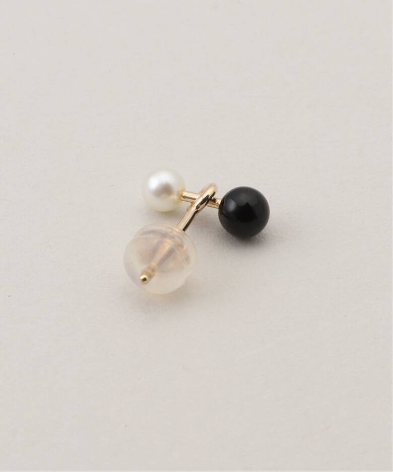 HIROTAKA/ヒロタカ】 HONEY ANT Akoya Pearl Onyx Ear：ピアス（片耳用 
