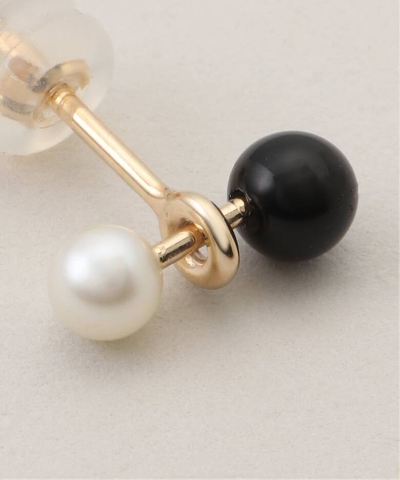 HIROTAKA/ヒロタカ】 HONEY ANT Akoya Pearl Onyx Ear：ピアス（片耳用 