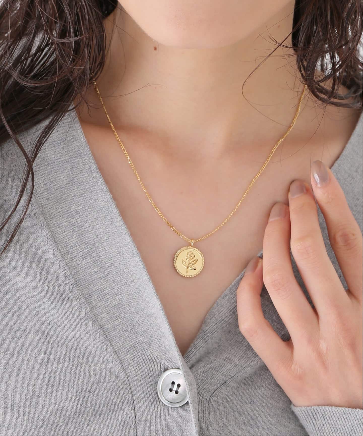 fucネックレス WOLF CIRCUS /ウルフサーカス】 ROSE COIN NECKLACE(GOLD FIGA