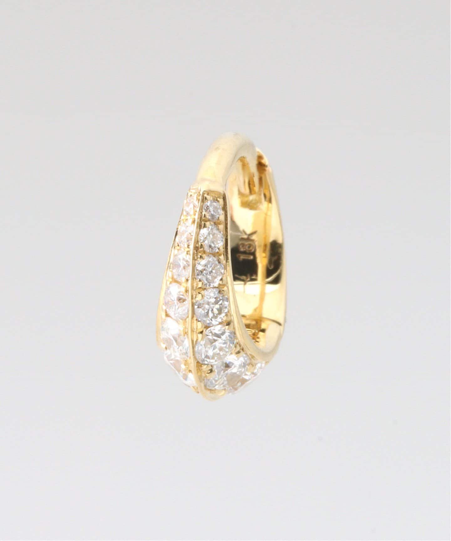 【Lizzie Mandler】 Pave Mini Crescent Hoop 片面 One Sided Pave Mini Crescent Hoop - Lizzie Mandler
