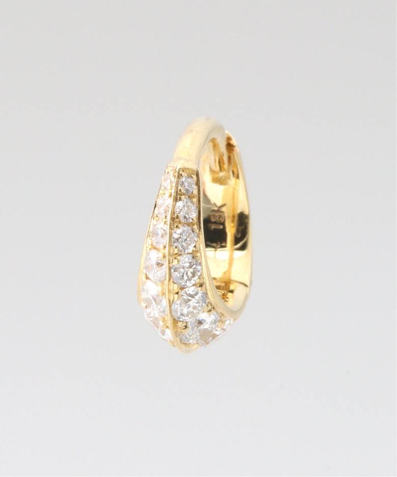 LIZZIE MANDLER/リジーマンドラー】PAVE CRESCENT HOOP 6.5（ピアス 