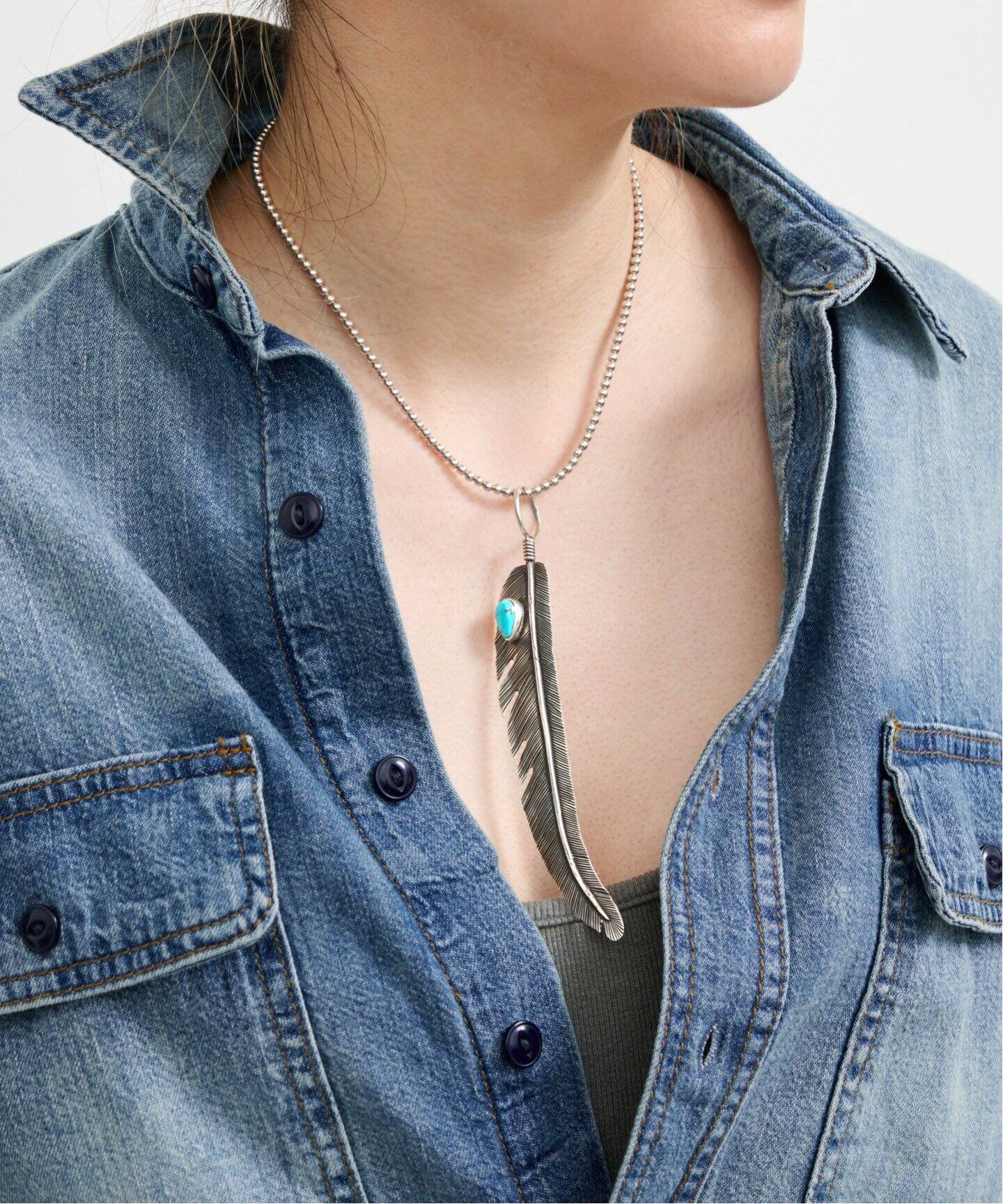 HARPO/アルポ】 FEATHER PENDANT NECKLACE（ネックレス）｜L 