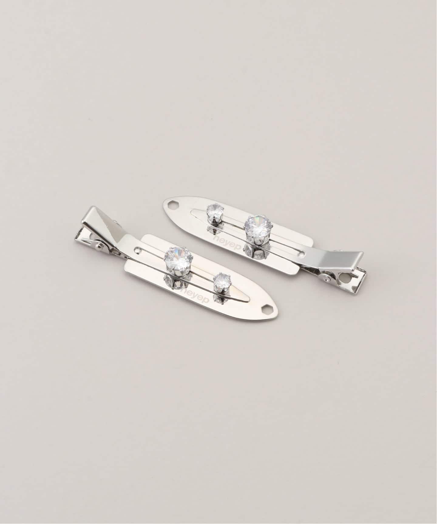 HEYEP/ヘイップ Rhinestone Flat Hair Clips-2 Piece ヘアクリップ