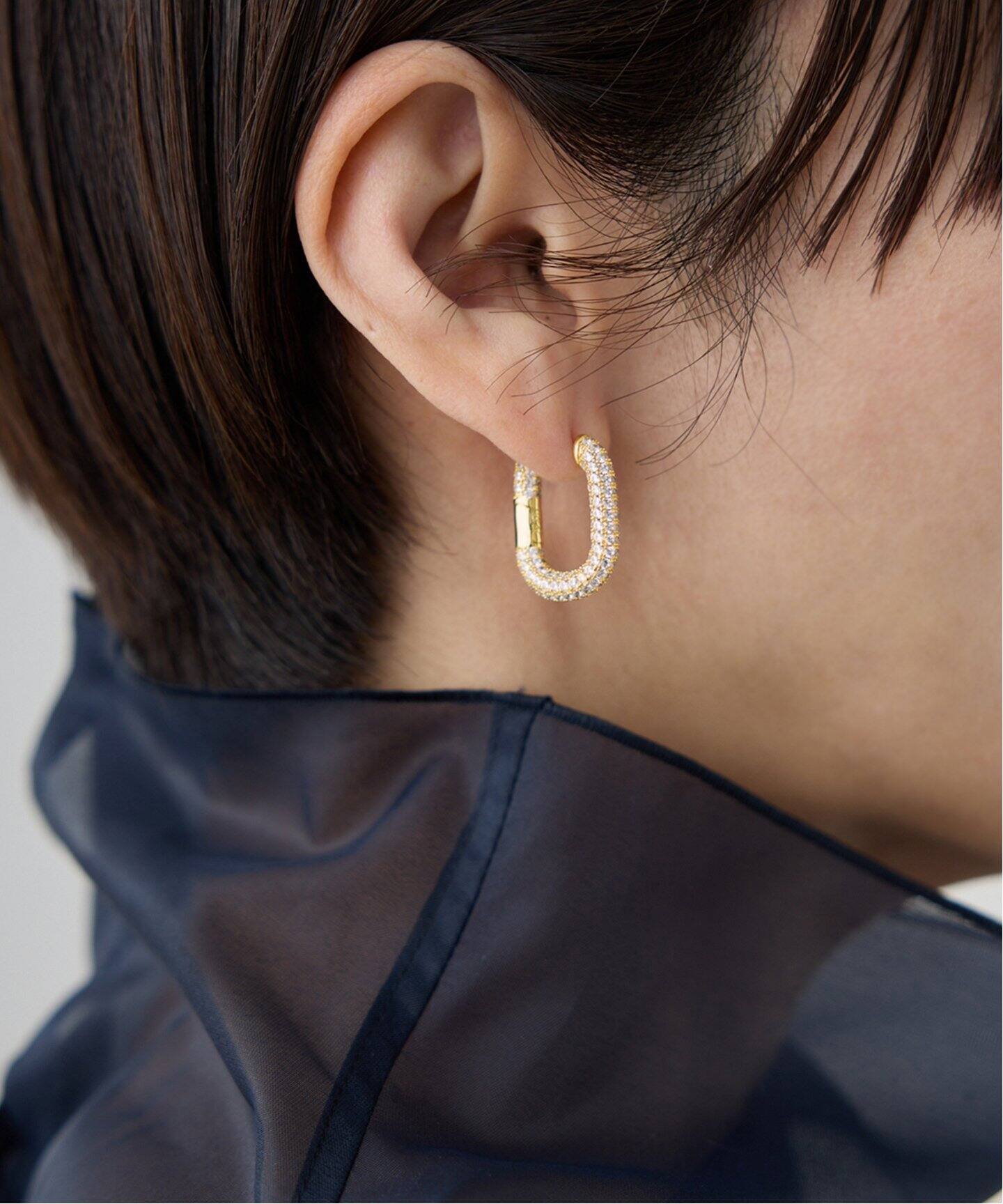 LUV AJ XL（ラヴエージェイ） PAVE CHAIN LINK HOOP（ピアス（両耳用 