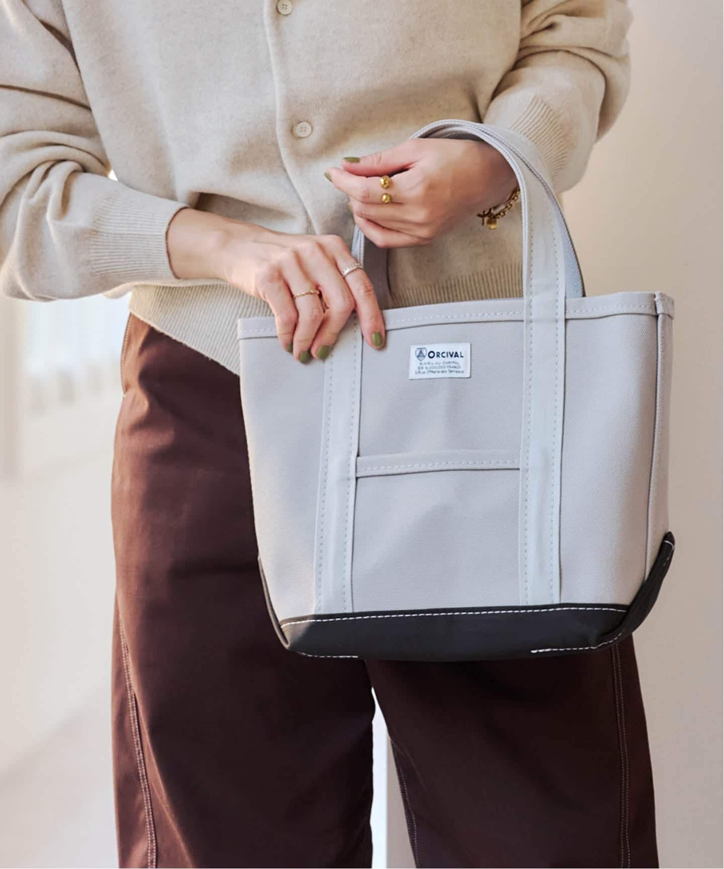 バッグ オーシバル トート グレー ORCIVAL キャンバストートバッグ 小