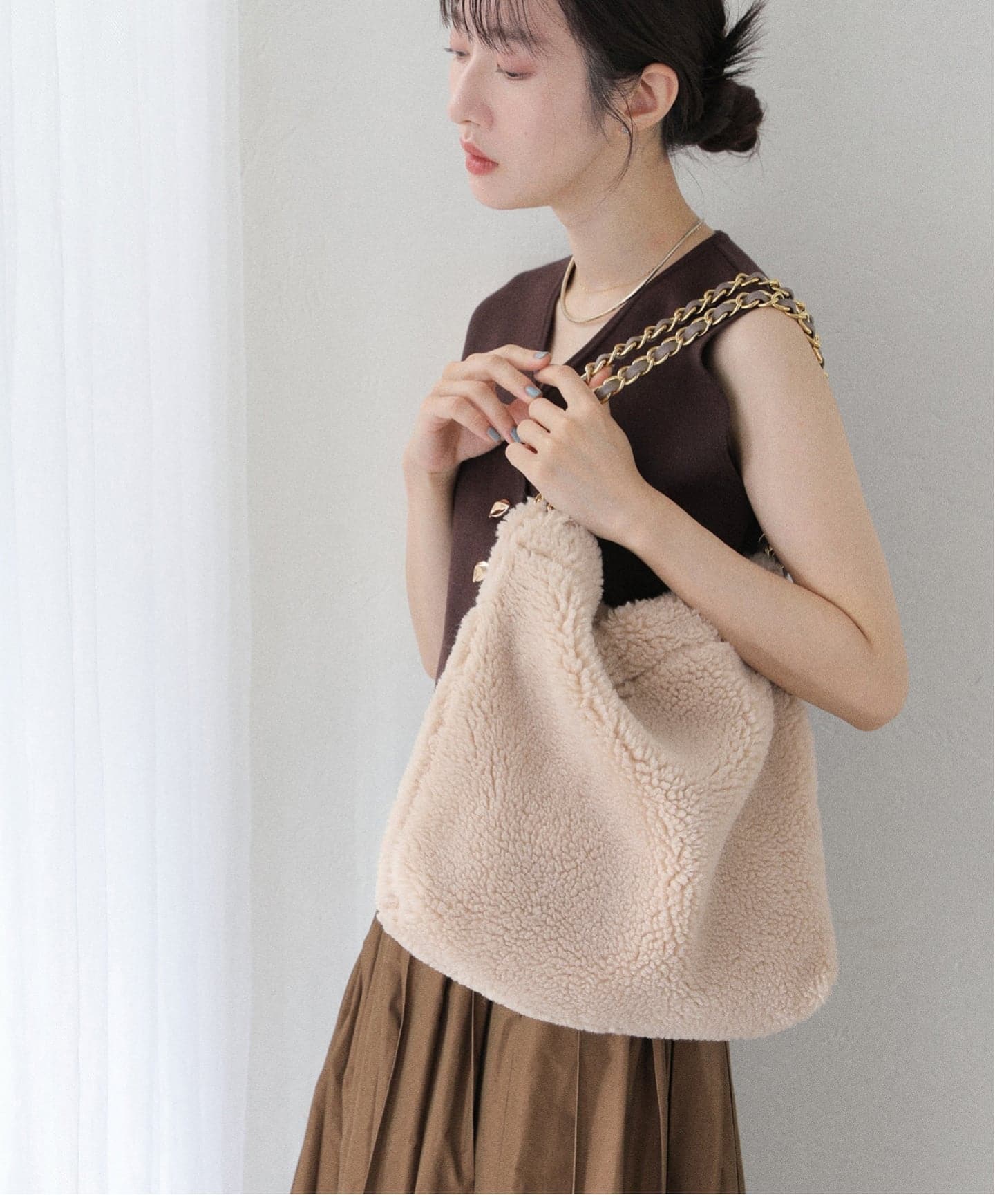 VIOLAd'ORO / ヴィオラドーロ エコファーバッグ 34*34cm（ショルダー