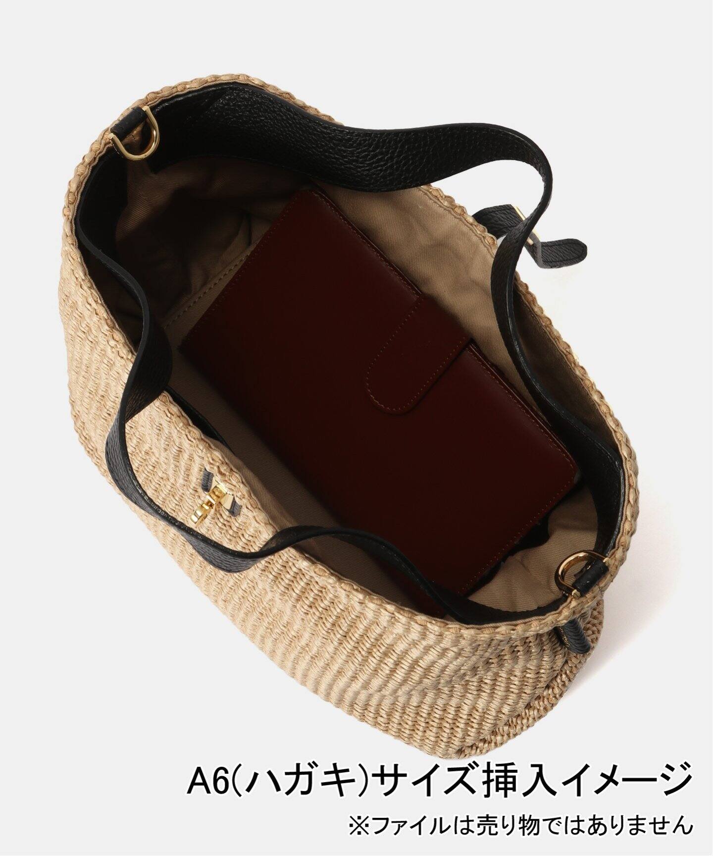 VIOLAd'ORO/ヴィオラドーロ】ラフィアシート*レザーハンドルBAG