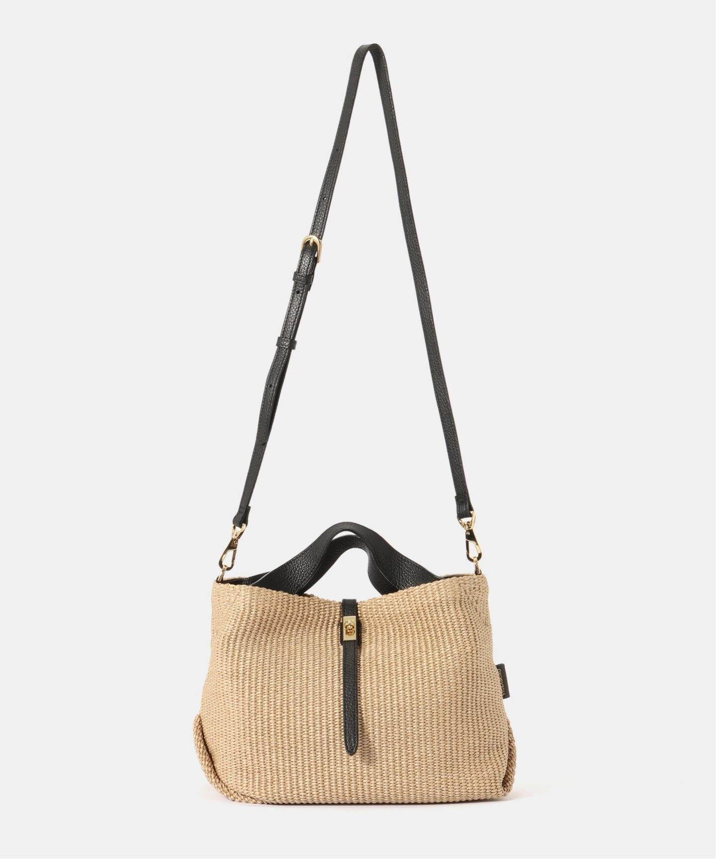 VIOLAd'ORO/ヴィオラドーロ】ラフィアシート*レザーハンドルBAG