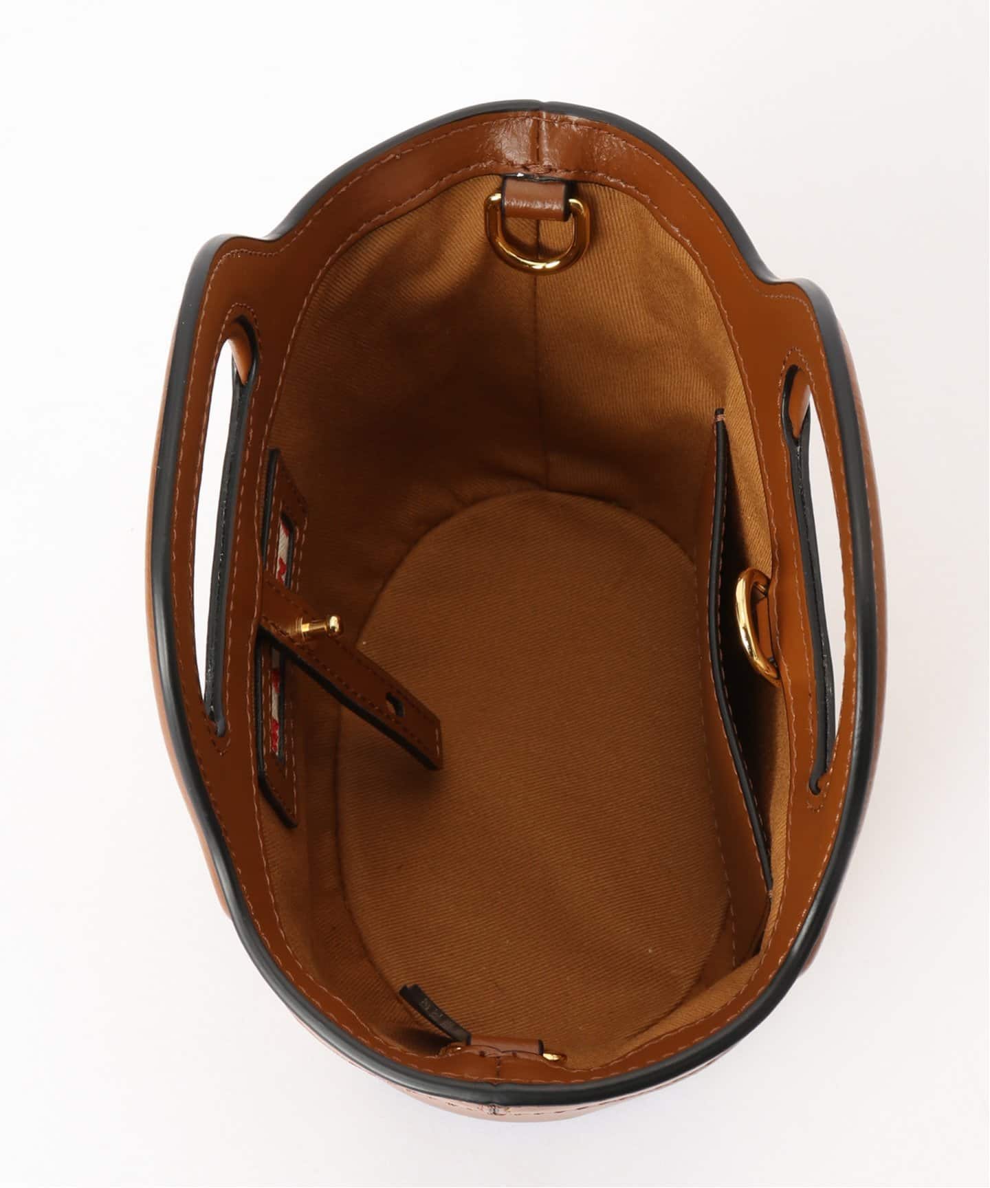 MARNI マルニTropicalia マイクロ ショルダー バッグ/ブラウン Tropicalia Micro Bag in brown leather and raffia-effect