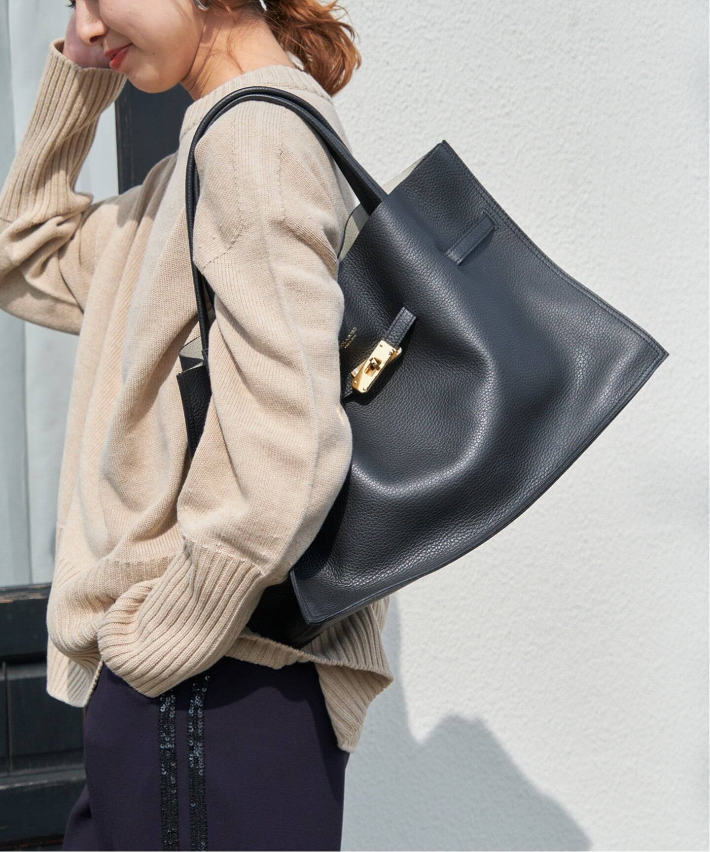 VIOLAd’ORO イタリアンWフェイスレザートートバッグ L グレー 追加》VIOLAd'ORO イタリアンWフェイスレザートートバッグ L