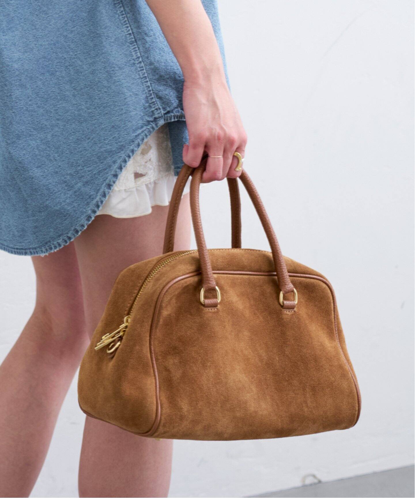 【AULENTTI/オウレンティ】スウェード　ボストンバッグ　ストラップ付 追加4》AULENTTI /オウレンティ SUEDE BOSTON BAG4（ボストン