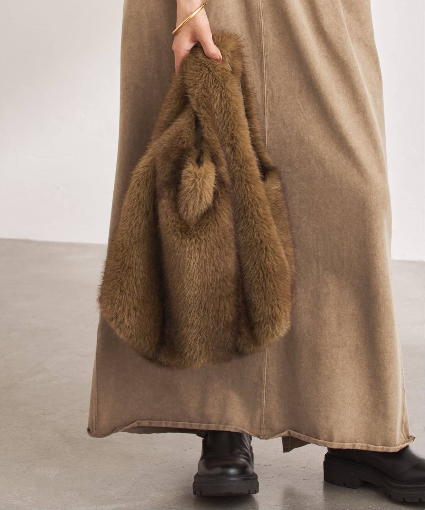 FRAMeWORK⭐︎ブラウンファー ハンドバッグ フリーサイズ FRAMeWORK⭐︎ブラウンファー ハンドバッグ フリーサイズ FRAMeWORK