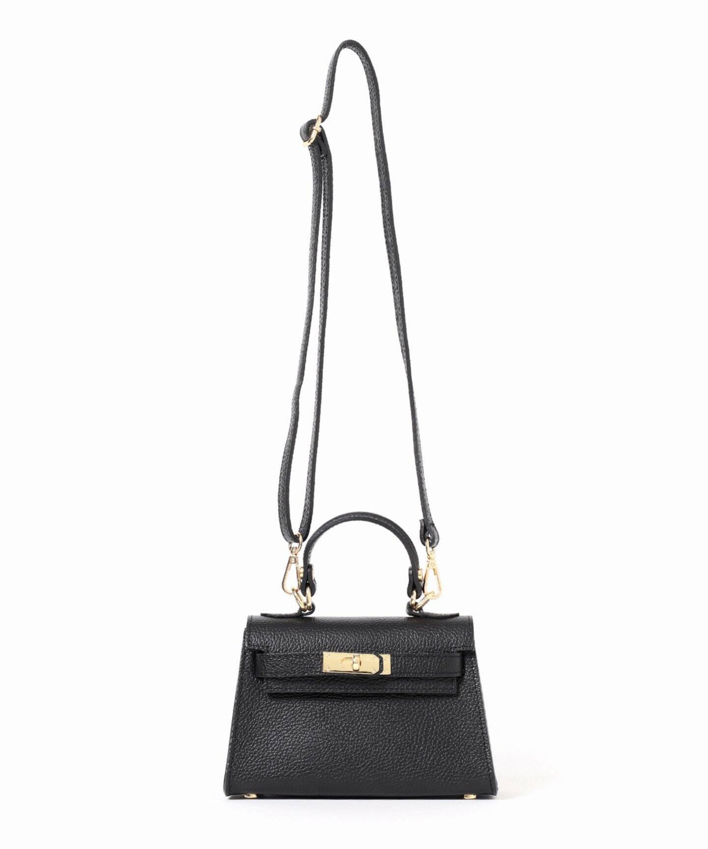 AULENTTI オウレンティ　ブラック　ハンドバッグ ゴールド金具 AULENTTI/オウレンティワンハンドル金具付きbasketバック