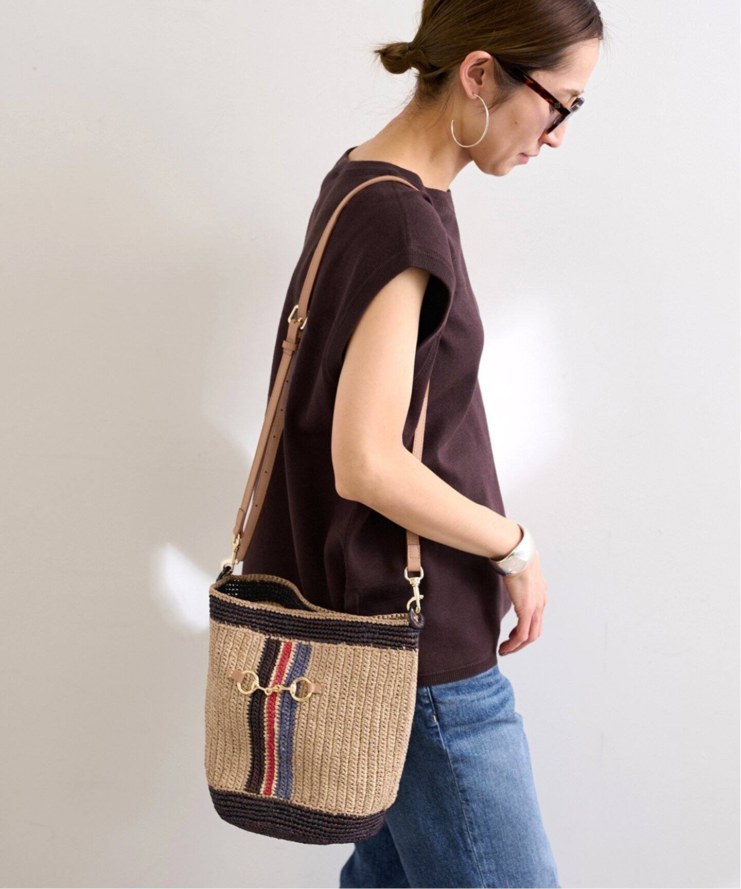 ≪予約≫a point/アポワン ビット付きSHOULDERSTRAP BASKET バッグ 