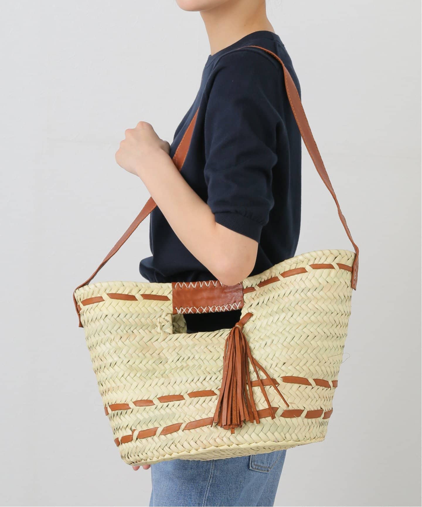 お取り置き中　@gabrielle様　天然ラフィア KECH raffia leather tassel bag（かごバッグ）｜FRAMeWORK（フレーム