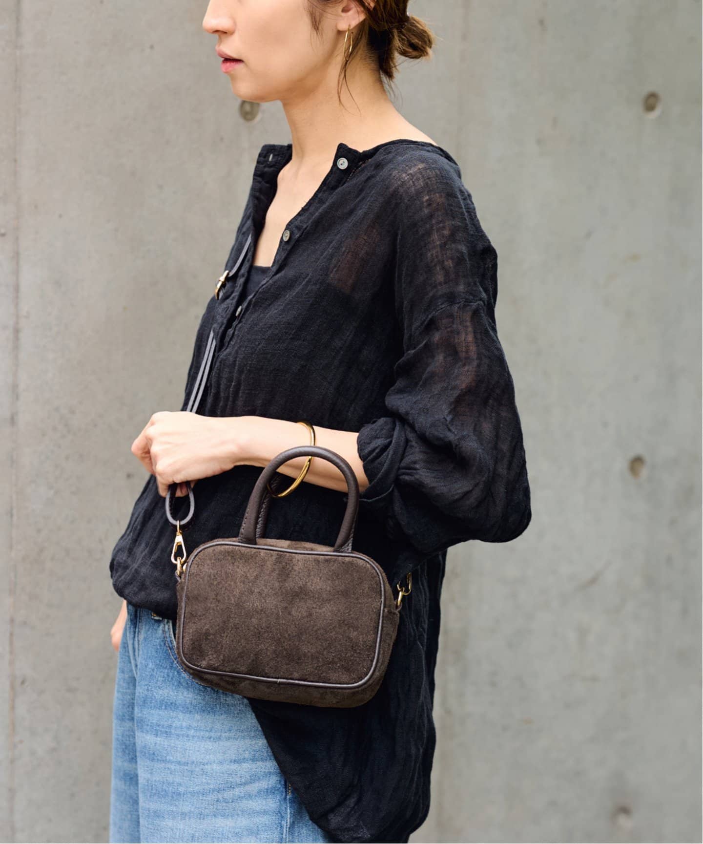 AULENTTI/オウレンティ MINI BOX スウェードshoulderバック