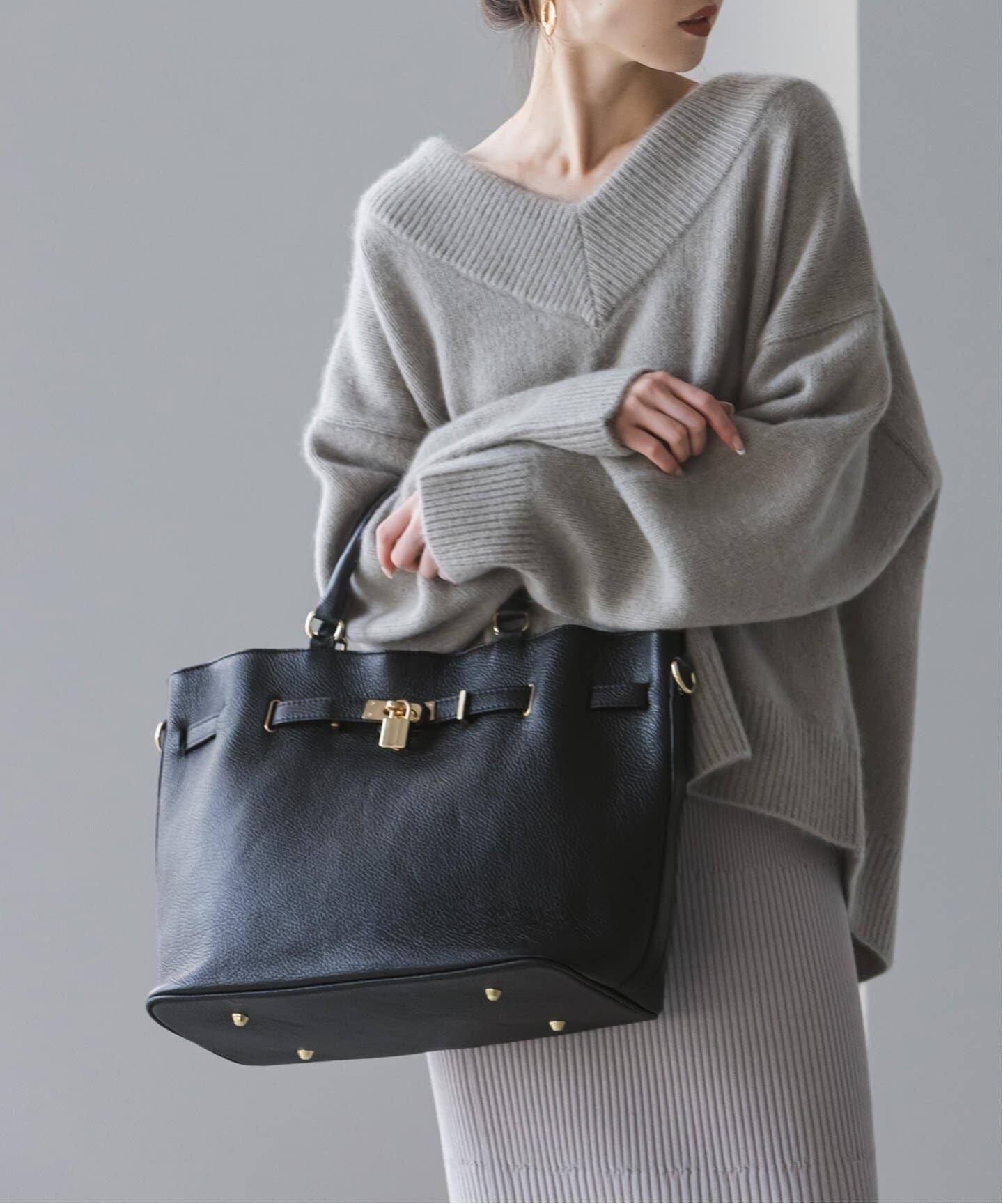 【美品】NOBLE MILOS/ミロス 金具付きトート　黒 追加17》MILOS/ミロス 金具付きトート（トートバッグ）｜NOBLE