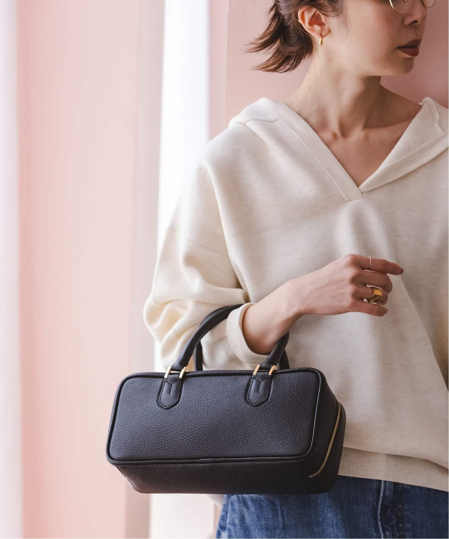 LORISTELLA スクエアボストンバック　ベージュ LORISTELLA ショルダーバッグ バッグ LORISTELLA/ロリステッラ