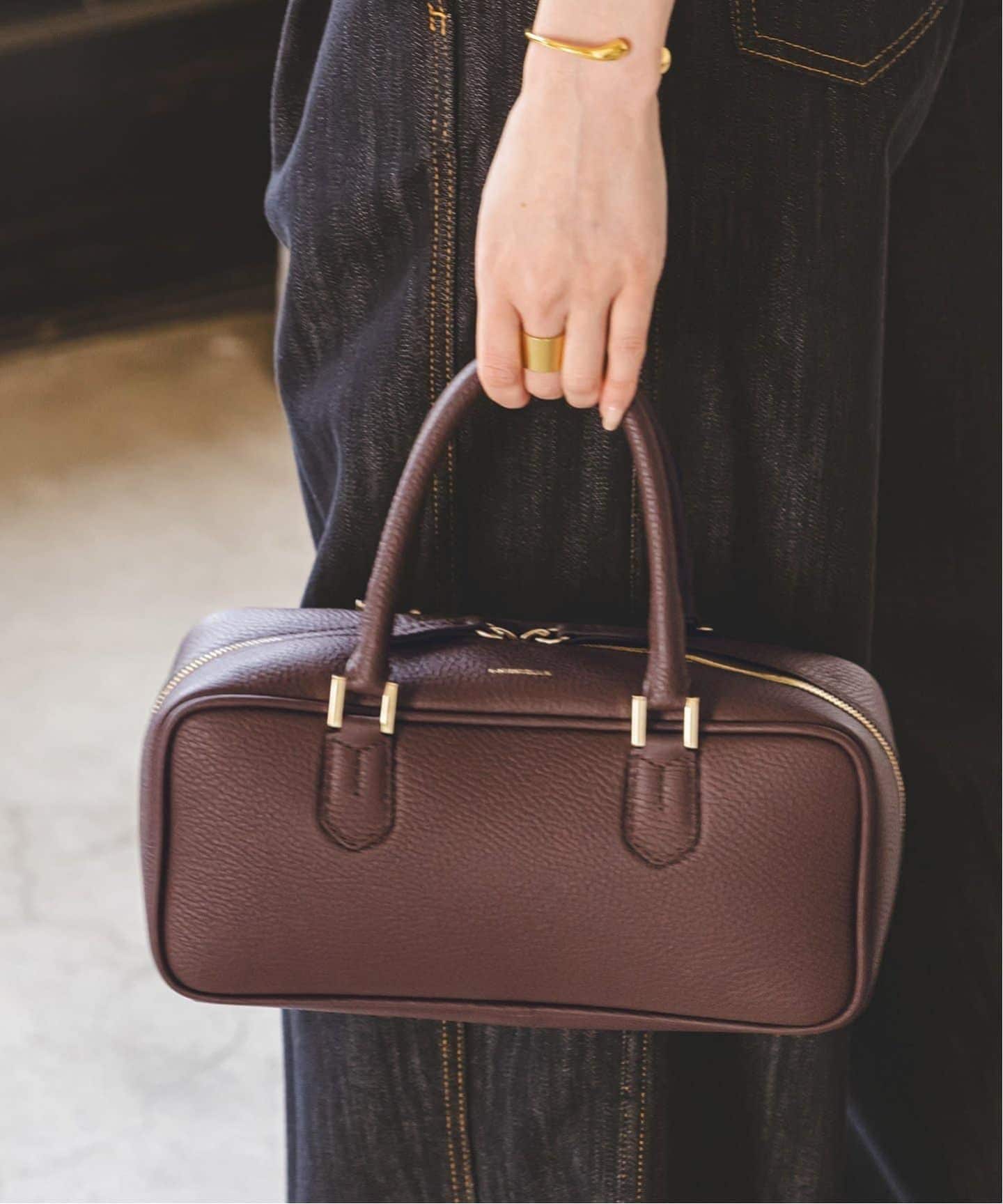 NOBLE ロリステッラ　スクエアボストンバッグブラウン 追加2》LORISTELLA/ロリステッラ スクエアボストンバッグ（ボストン