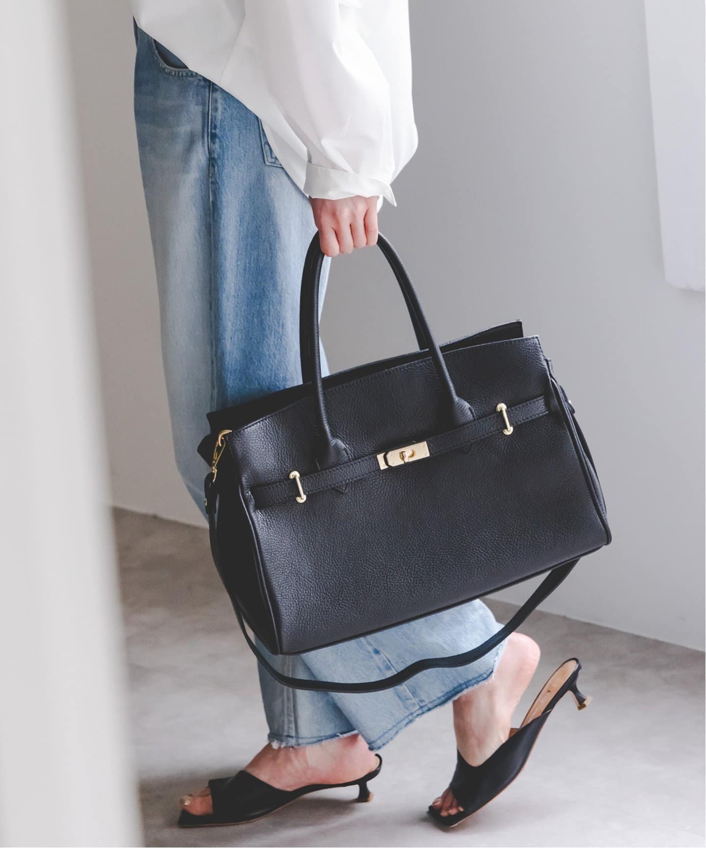 美品✨MILOS ミロス 2way　ゴールド金具付きバッグ 黒　イタリア製 楽天市場】milos トートバッグの通販