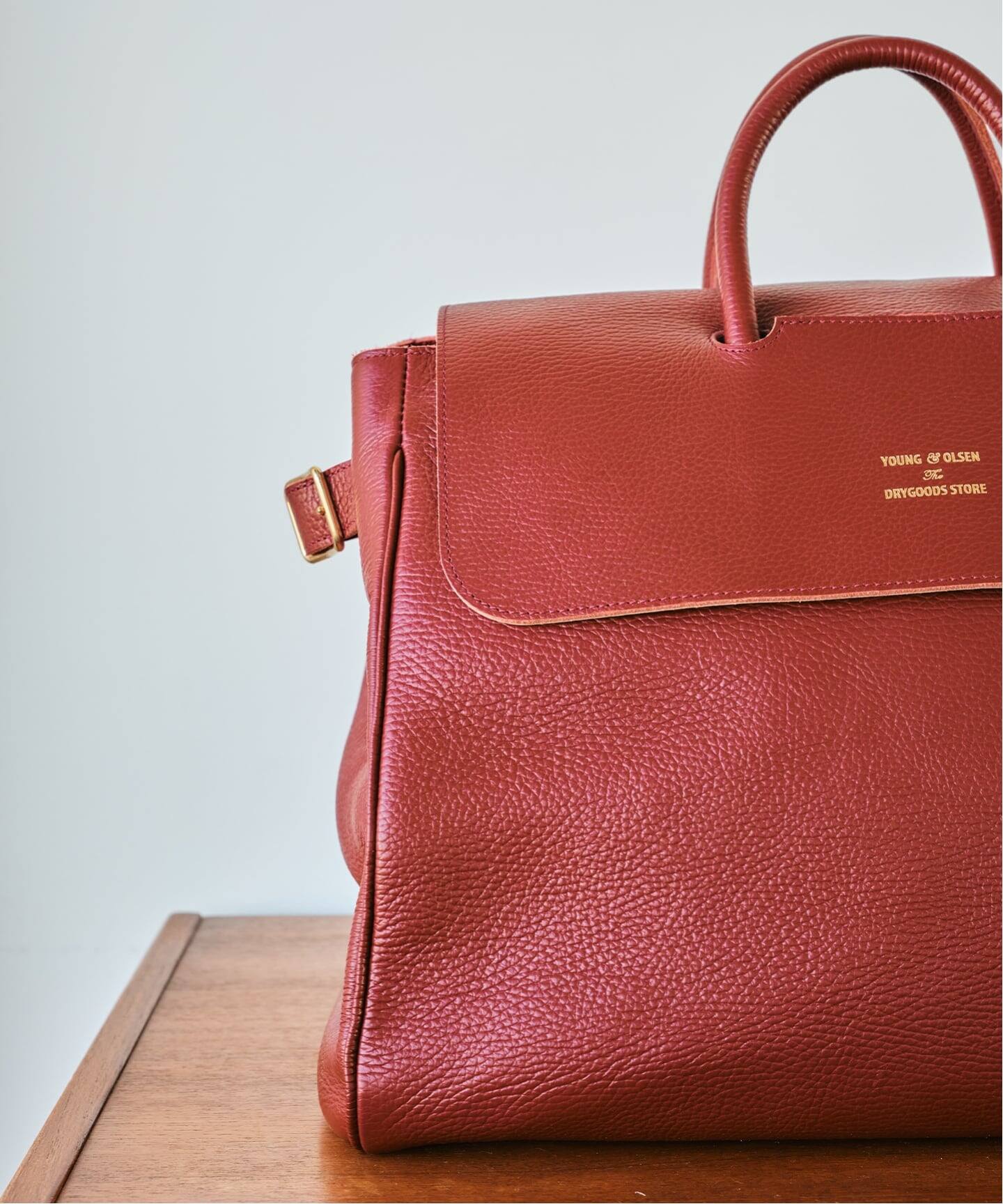 EDIFICE 別注YOUNG&OLSEN レザートートバッグ YOUNG & OLSEN 別注 エンボスレザー フラップ トートバッグ（トート