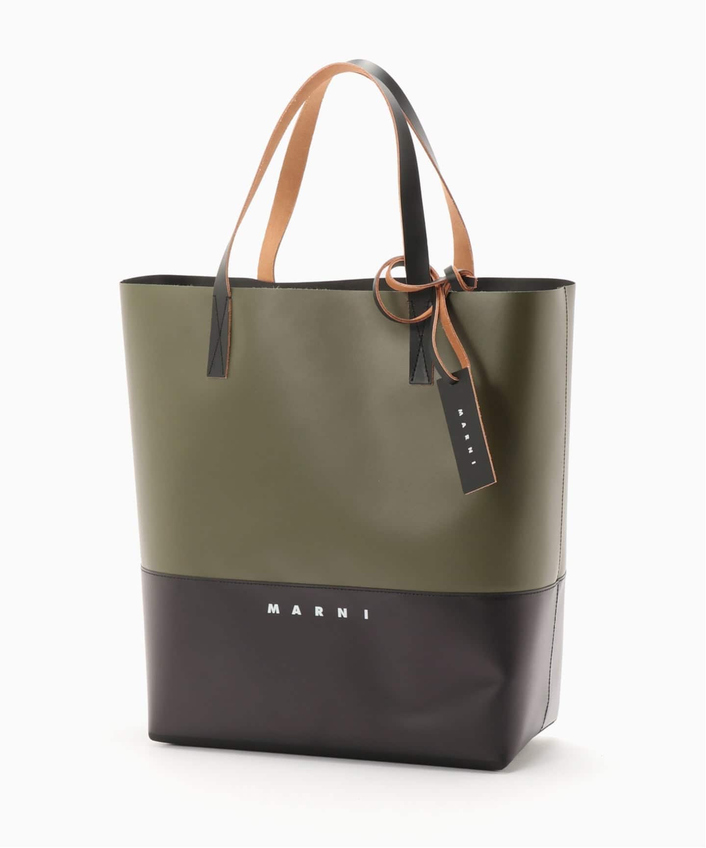 バッグ MARNI TRIBECA HORIZONTAL TOTE BAG MARNI(マルニ)｜TRIBECA バイカラーショッピングバッグ/ディープセージ
